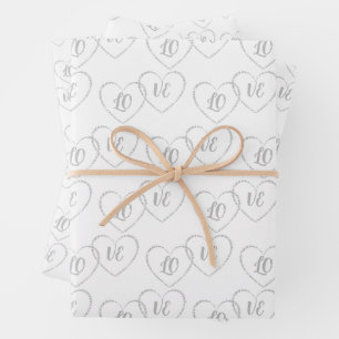 Aangepaste Zilveren Bruid en Bruidegom Hart Charms Inpakpapier Vel