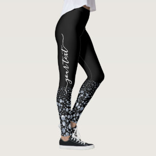 Aangepaste Zilveren Diamant Glitter Bling Strass Leggings