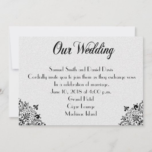 Aangepaste zilveren en grijze homohuwelijk uitnodi kaart (Achterkant)
