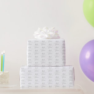 Aangepaste Zilveren en Witte Bruid en Bruidegom Hu Cadeaupapier
