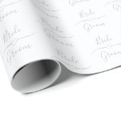 Aangepaste Zilveren en Witte Bruid en Bruidegom Hu Cadeaupapier (Rol Hoek)