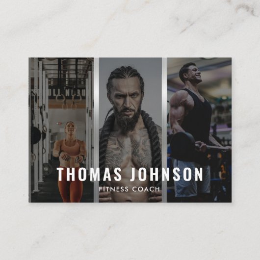 Aangepaste Zilveren Fitness Coach Social Media 3 F Visitekaartje (Voorkant)