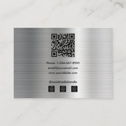 Aangepaste Zilveren Fitness Coach Social Media 3 F Visitekaartje (Achterkant)