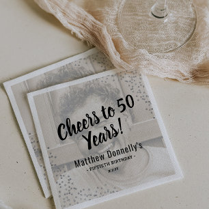 Aangepaste zilveren glitter foto verjaardagsfeestj servet