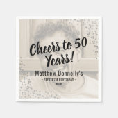 Aangepaste zilveren glitter foto verjaardagsfeestj servet (Voorkant)