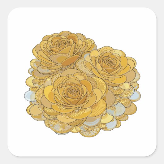 Aangepaste Zilveren Gouden ROZEN Decal ontwerp Vierkante Sticker (Voorkant)