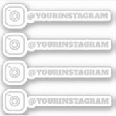 Aangepaste Zilveren Instagram Social Media Handle Sticker (Voorkant)