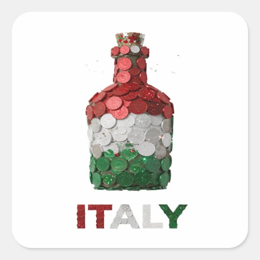 Aangepaste zilveren ITALY vierkante sticker (Voorkant)