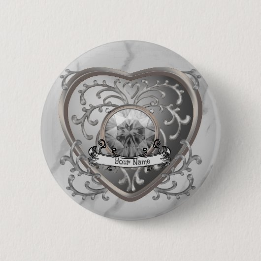 Aangepaste Zilveren Juweel Fairy Heart Ronde Button 5,7 Cm (Voorkant)
