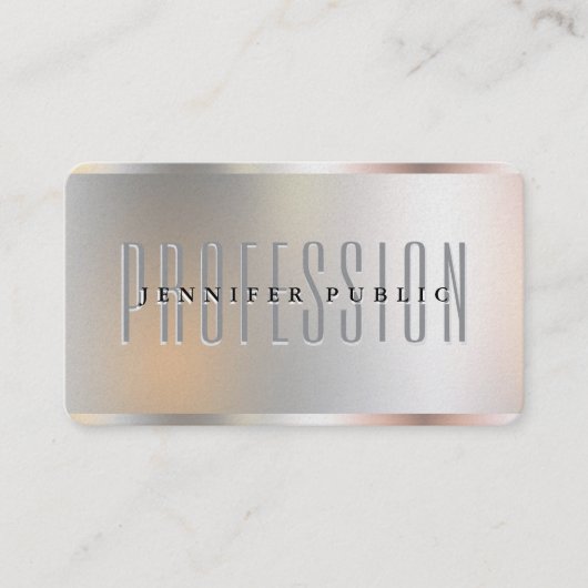 Aangepaste Zilveren Metallic Look Luxe Premium Pea Visitekaartje (Voorkant)