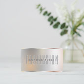 Aangepaste Zilveren Metallic Look Luxe Premium Zij Visitekaartje (Staand voorkant)