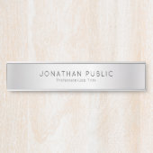 Aangepaste Zilveren Naam Sjabloon Elegant Modern L Deurbordje (Voorkant)