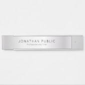 Aangepaste Zilveren Naam Sjabloon Elegant Modern L Deurbordje (Voorkant)