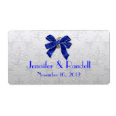 Aangepaste zilveren Toon Damask Mini Wijnfles Labe Etiket (Voorkant)