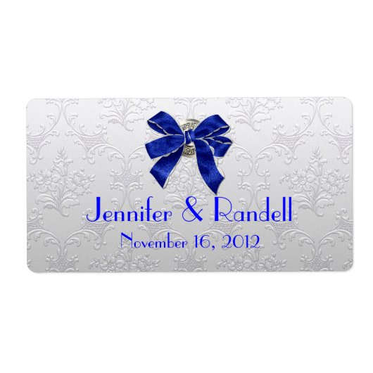 Aangepaste zilveren Toon Damask Mini Wijnfles Labe Etiket (Voorkant)