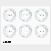 Aangepaste zilveren witte dogwood bloesems bruilof ronde sticker (Vel)