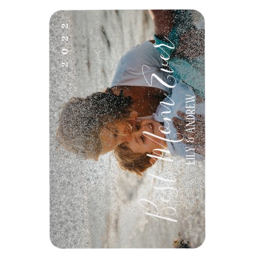 Aangepaste, zilveren zilerfoto "Beste mam ooit" Magneet (Verticaal)