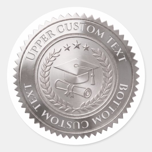 Aangepaste zilverfolie afstudeercertificaat zegel (Voorkant)