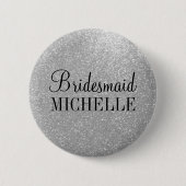 Aangepaste zilverglitterbridesmaideknoppen ronde button 5,7 cm (Voorkant)
