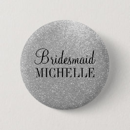 Aangepaste zilverglitterbridesmaideknoppen ronde button 5,7 cm