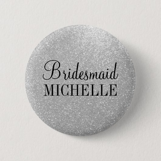 Aangepaste zilverglitterbridesmaideknoppen ronde button 5,7 cm (Voorkant)
