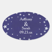 Aangepaste zilversterren Blauwe bewaardatum Ovale Sticker (Voorkant)