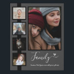 Aangepaste zin voor de familie of foto-Collage Imitatie Canvas Print<br><div class="desc">De liefdevolle sjabloon van de de fotocollage van de Familie douanetekst. Vier kleine foto's en één groot met de opties van de douanetekst. Andere kleuren in de winkel. De sjabloon werkt het best op gelijkaardige vormig vormde producten. Geweldig huisopwarmingscadeau of gewoon een decor. zwart</div>