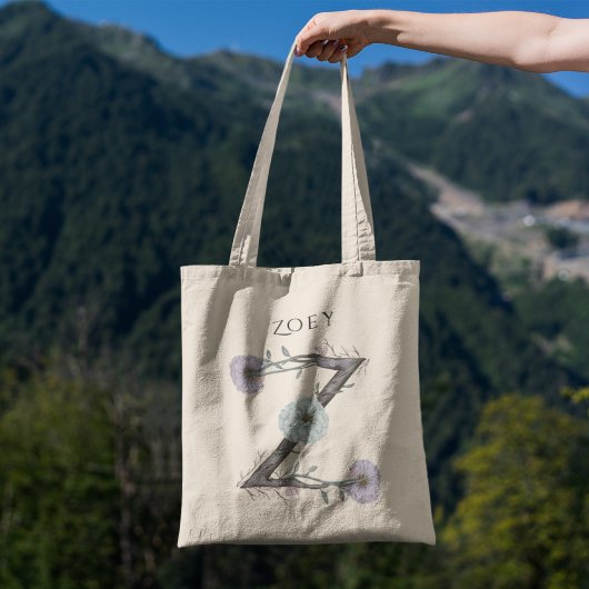 Aangepaste Zinnia bloemletter Z – Persoonlijk cade Tote Bag