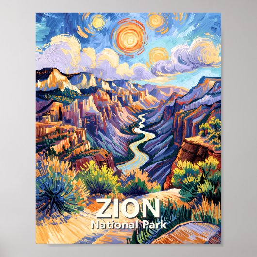 Aangepaste Zion National Park Canyon Zonsondergang Poster (Voorkant)