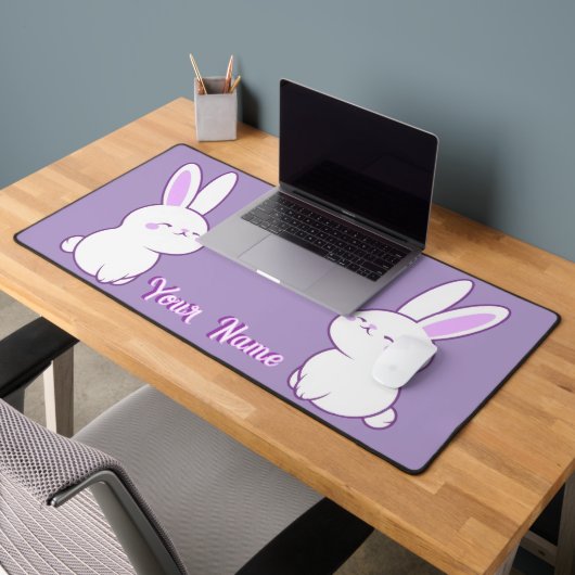 Aangepaste Zittende Bunny Knuffel Paarse Pastel Kl Bureaumat (Kantoor 2)