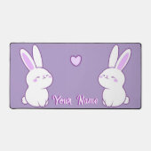 Aangepaste Zittende Bunny Knuffel Paarse Pastel Kl Bureaumat (Voorkant)