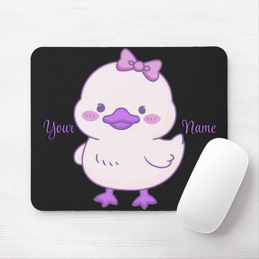 Aangepaste Zittende Eend Paarse Strik Cute Kawaii Muismat (Met muis)