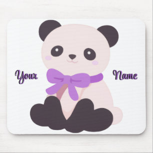 Aangepaste Zittende Panda Paarse Strik Cute Kawaii Muismat