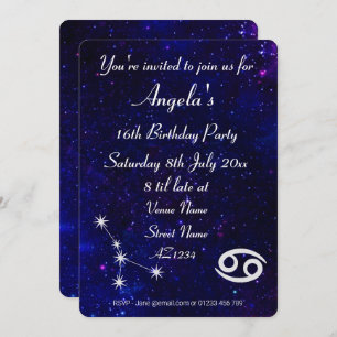Aangepaste Zodiac Cancer Galaxy Party Kaart