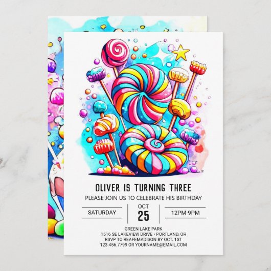 Aangepaste zoete chocolade bewerkbare verjaardag kaart (Voorkant / Achterkant)