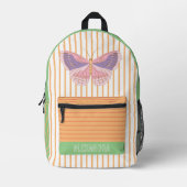 Aangepaste zoete kleuren Strepen Perzik Groene Vli Bedrukte Rugzak (Voorkant)