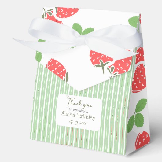 Aangepaste zoete kleurrijke aardbei Strepen groen Bedankdoosjes (Voorkant)