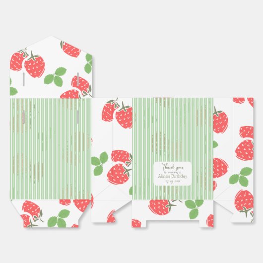 Aangepaste zoete kleurrijke aardbei Strepen groen Bedankdoosjes (Ongevouwen)