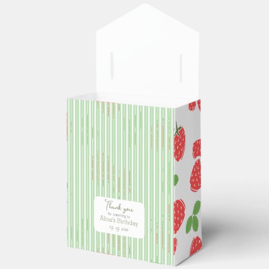 Aangepaste zoete kleurrijke aardbei Strepen groen Bedankdoosjes (Open)