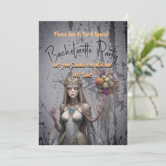 Aangepaste Zombie Bachelorette Feestkaart Fun Wild Kaart (Staand voorkant)