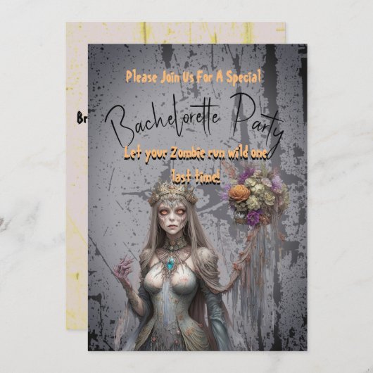 Aangepaste Zombie Bachelorette Feestkaart Fun Wild Kaart (Voorkant / Achterkant)