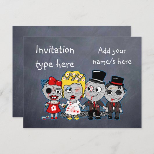 Aangepaste zombies bruid bruidegom accessoires kaart (Voorkant / Achterkant)