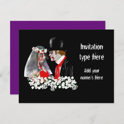 Aangepaste zombies bruiloft bruid bruidegom access kaart (Voorkant / Achterkant)