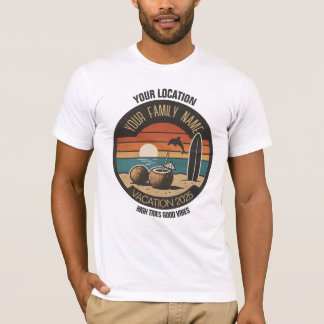 Aangepaste zomer 2025 Familie Strand Vakantie Retr T-shirt