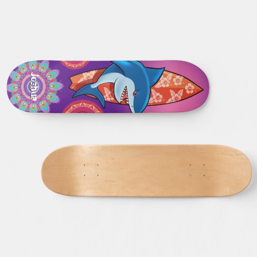 Aangepaste zomer haai surf mandala skateboard (Horizontaal)