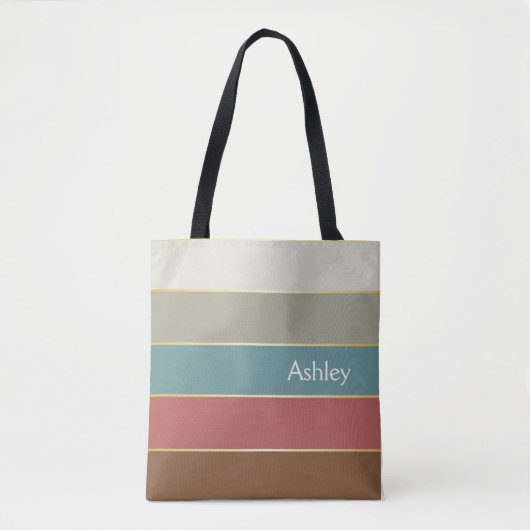 Aangepaste zomer kleur blokstrepen tote bag (Voorkant)