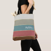 Aangepaste zomer kleur blokstrepen tote bag (Dichtbij)