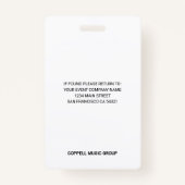 Aangepaste zomer muziek kamp leraar ID badge (Achterkant)