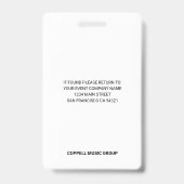 Aangepaste zomer muziek kamp leraar ID badge (Achterkant)