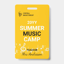 Aangepaste zomer muziek kamp leraar ID badge